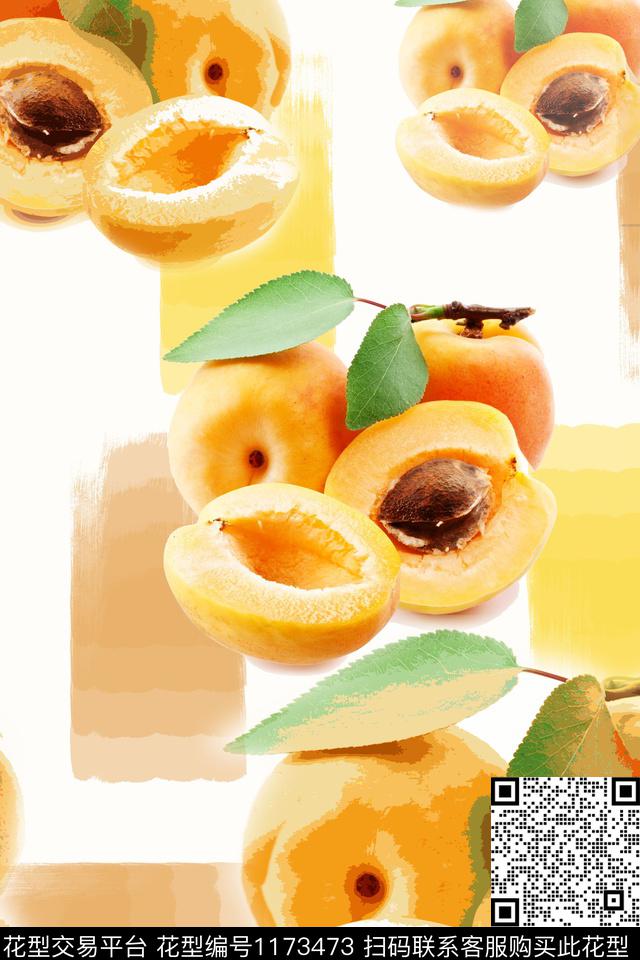 趣味俏皮水果杏果数码印花华亿平台下载（图片编号: 1173473） - 瓦栏（Walan）