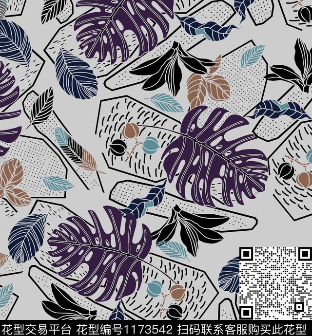 春夏华亿平台几何花卉传统印花华亿平台下载（图片编号: 1173542） - 瓦栏（Walan）