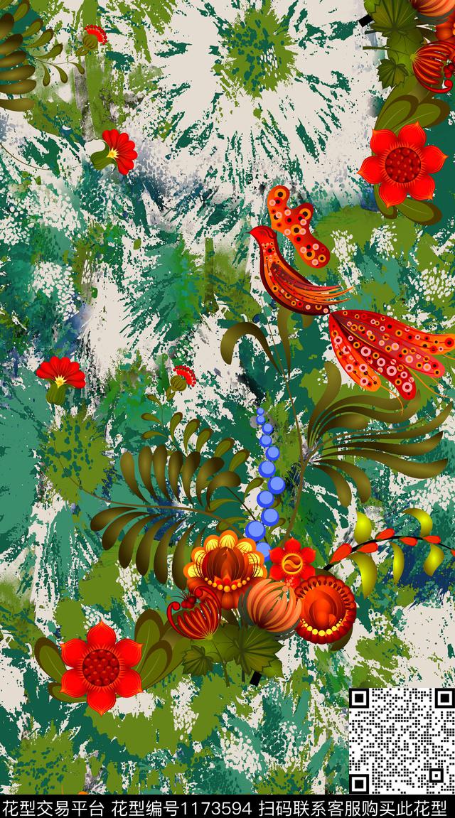 女装花卉满版散花数码印花华亿平台下载（图片编号: 1173594） - 瓦栏（Walan）
