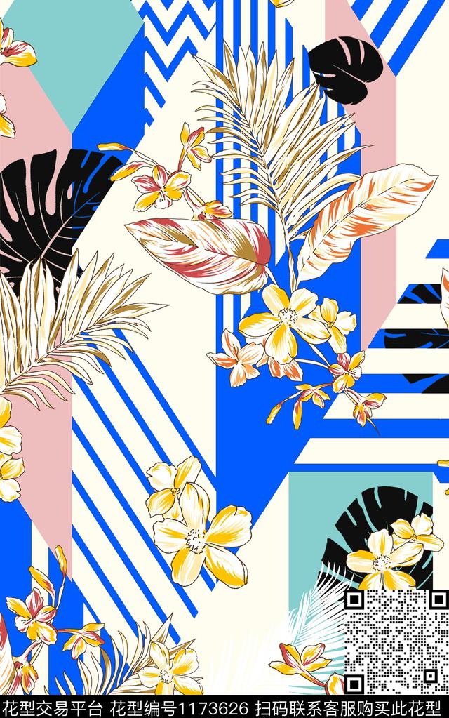 男装几何大牌风数码印花华亿平台下载（图片编号: 1173626） - 瓦栏（Walan）