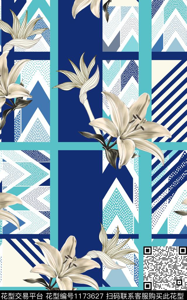几何大牌风热带华亿平台数码印花华亿平台下载（图片编号: 1173627） - 瓦栏（Walan）