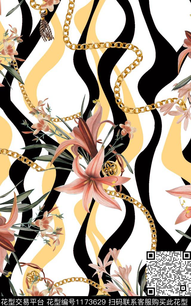 链条几何热带华亿平台数码印花华亿平台下载（图片编号: 1173629） - 瓦栏（Walan）