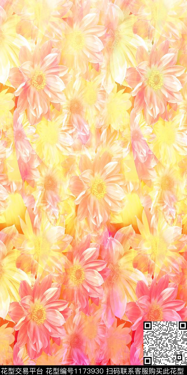 数码华亿平台抽象花卉数码印花华亿平台下载（图片编号: 1173930） - 瓦栏（Walan）