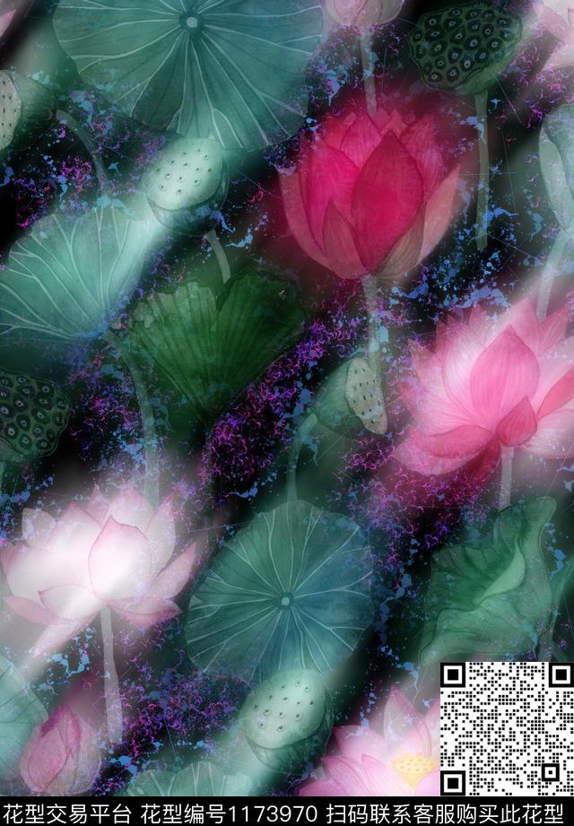 水彩花卉朦胧花卉数码印花华亿平台下载（图片编号: 1173970） - 瓦栏（Walan）