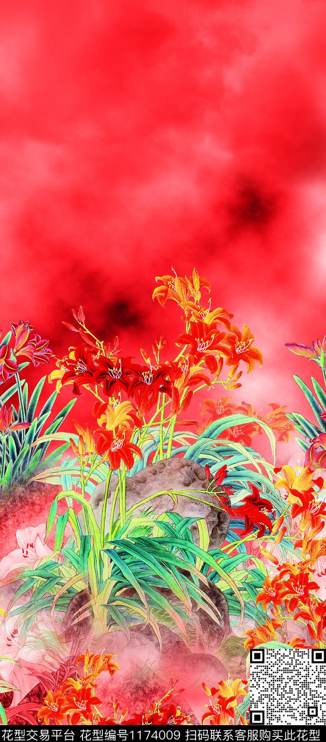 国画小碎花中国风定位花数码印花华亿平台下载（图片编号: 1174009） - 瓦栏（Walan）