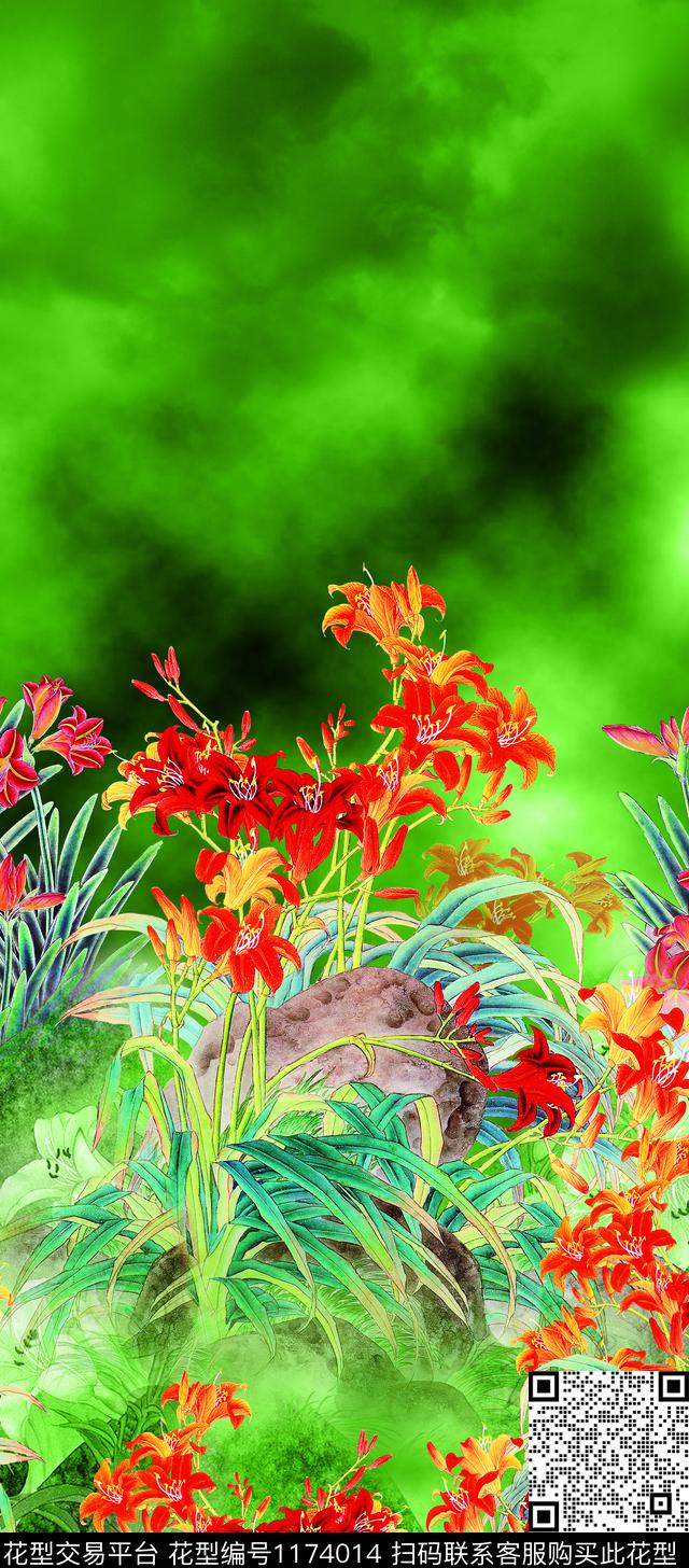 国画小碎花中国风定位花数码印花华亿平台下载（图片编号: 1174014） - 瓦栏（Walan）