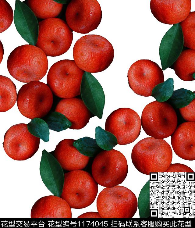 橘子水果创意数码印花华亿平台下载（图片编号: 1174045） - 瓦栏（Walan）