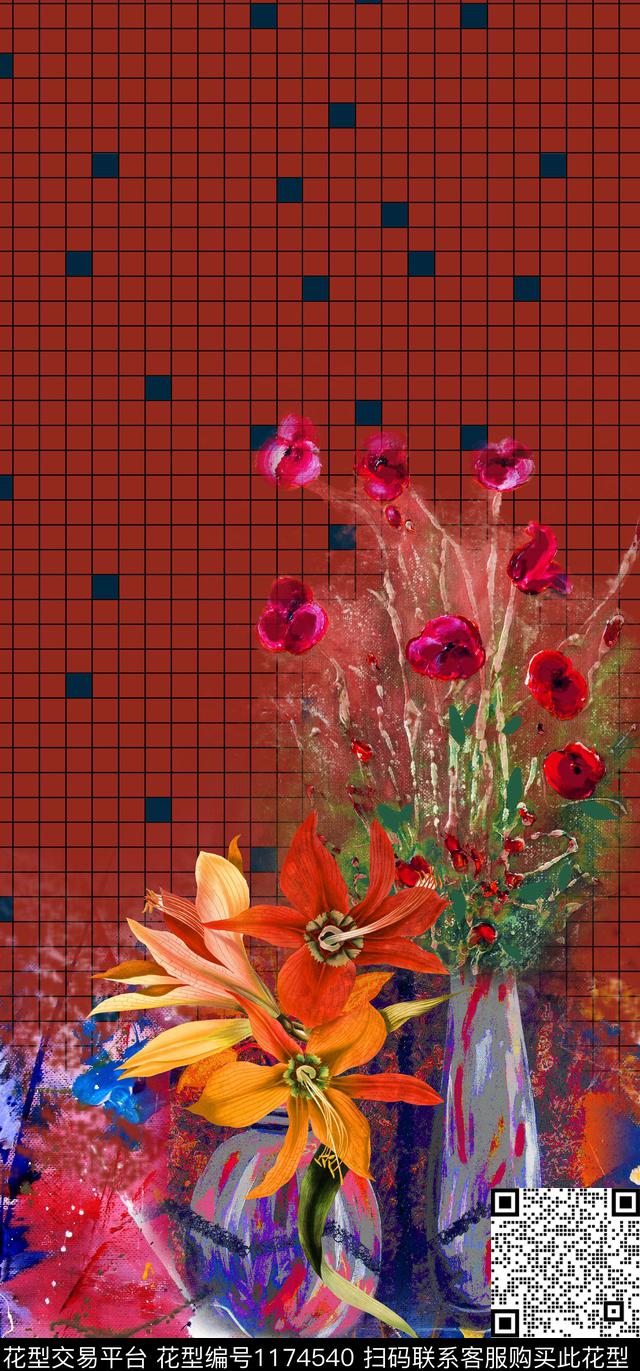 肌理定位花油画华亿平台数码印花华亿平台下载（图片编号: 1174540） - 瓦栏（Walan）