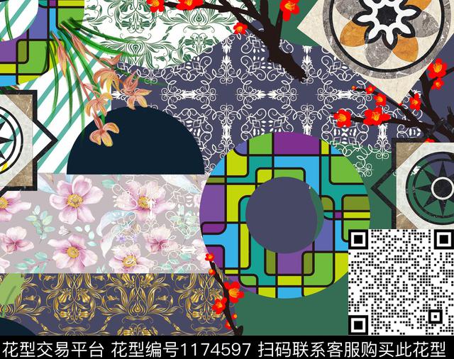 花卉大牌风莫妮卡-大牌华亿平台传统印花华亿平台下载（图片编号: 1174597） - 瓦栏（Walan）