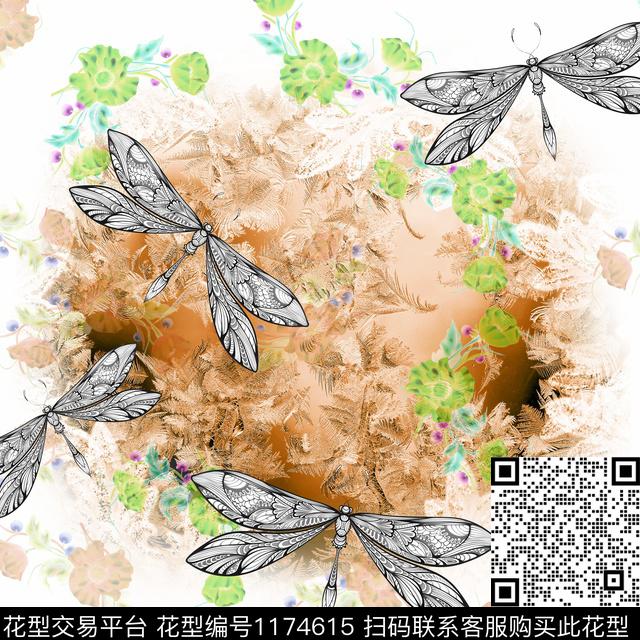 方巾蜻蜓雪花数码印花华亿平台下载（图片编号: 1174615） - 瓦栏（Walan）