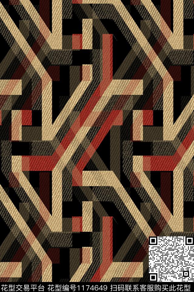 男装几何抽象数码印花华亿平台下载（图片编号: 1174649） - 瓦栏（Walan）