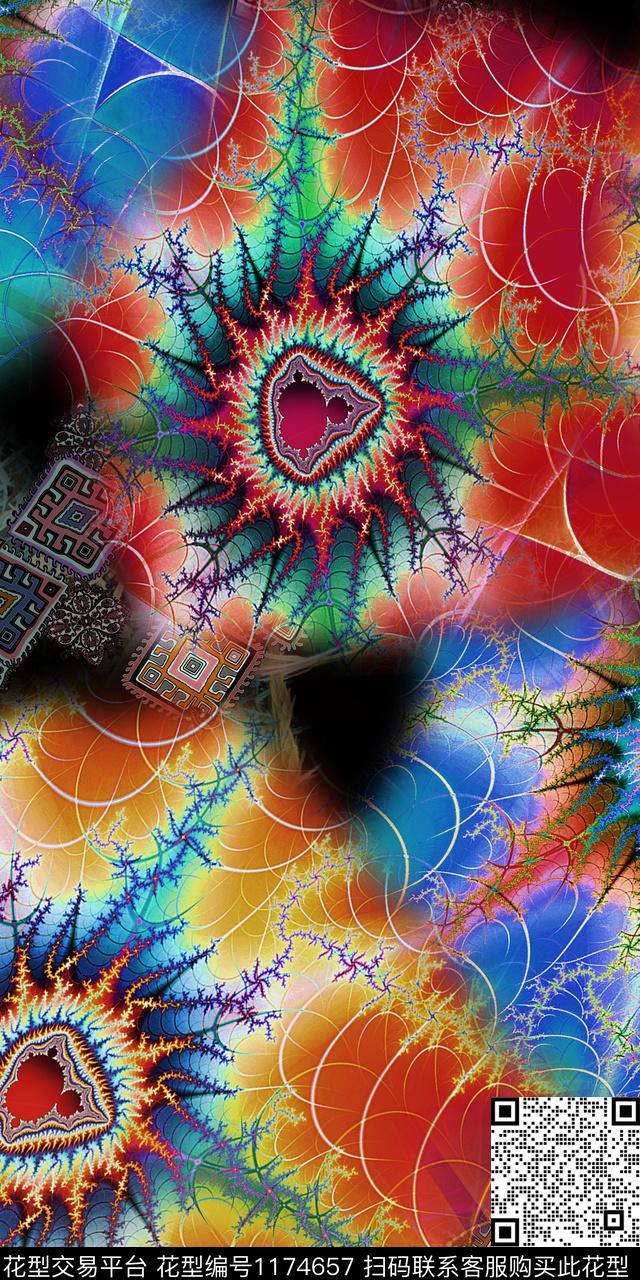 数码华亿平台几何抽象数码印花华亿平台下载（图片编号: 1174657） - 瓦栏（Walan）