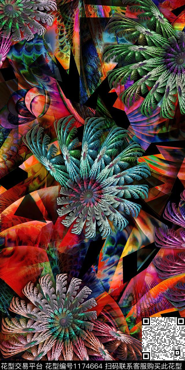 数码华亿平台几何抽象数码印花华亿平台下载（图片编号: 1174664） - 瓦栏（Walan）