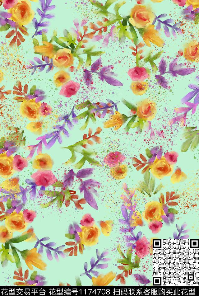 朦胧花卉花卉大牌风数码印花华亿平台下载（图片编号: 1174708） - 瓦栏（Walan）