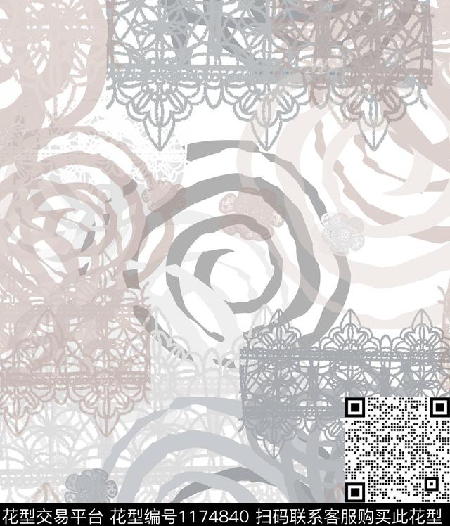 几何抽象线条传统印花华亿平台下载（图片编号: 1174840） - 瓦栏（Walan）