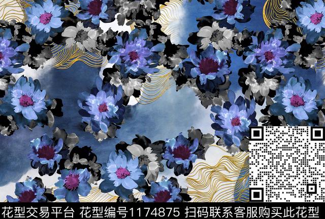 水彩手绘花卉数码印花华亿平台下载（图片编号: 1174875） - 瓦栏（Walan）