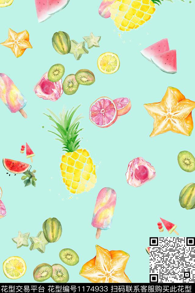 夏日水果B花卉植物C热带风情数码印花华亿平台下载（图片编号: 1174933） - 瓦栏（Walan）