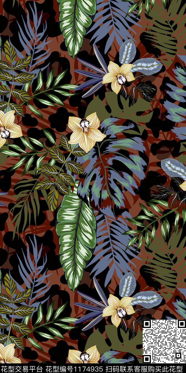 动物纹花卉豹纹数码印花华亿平台下载（图片编号: 1174935） - 瓦栏（Walan）
