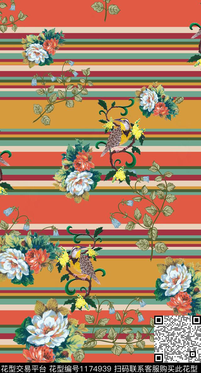 绣花华亿平台定位花花鸟数码印花华亿平台下载（图片编号: 1174939） - 瓦栏（Walan）