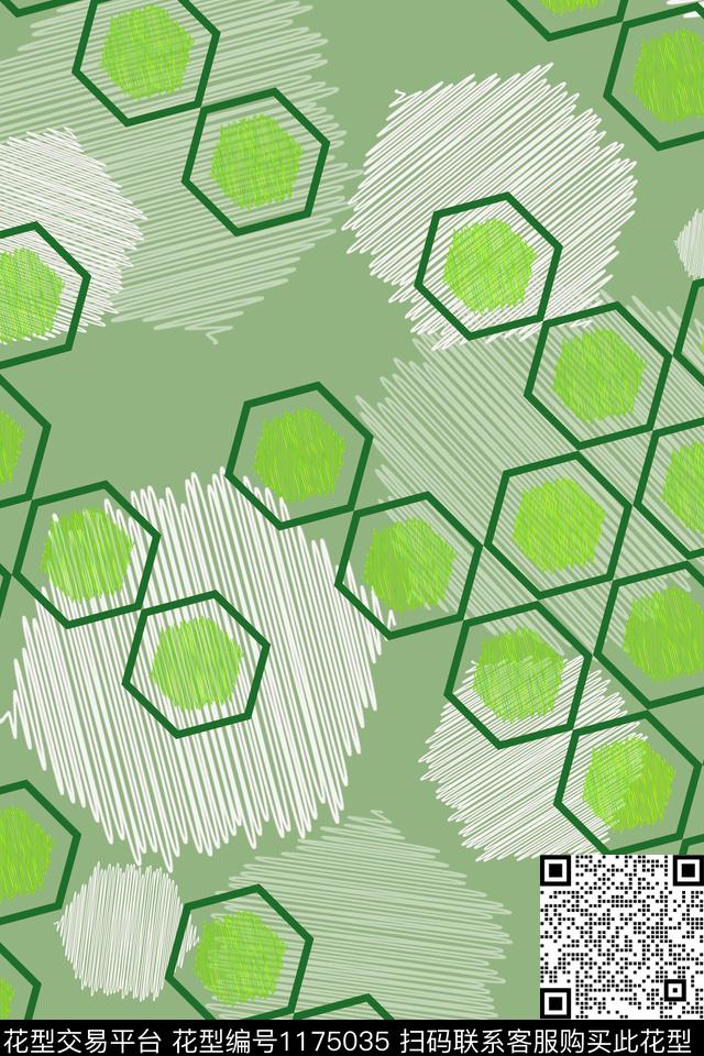 六边形时尚女装数码印花华亿平台下载（图片编号: 1175035） - 瓦栏（Walan）