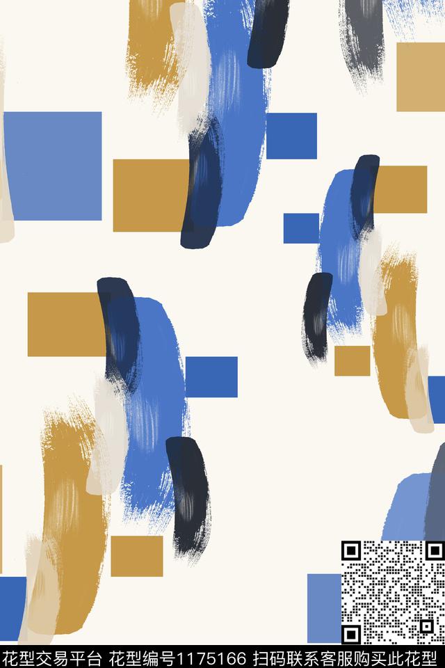 几何手绘线条笔触男装休闲花卉数码印花华亿平台下载（图片编号: 1175166） - 瓦栏（Walan）