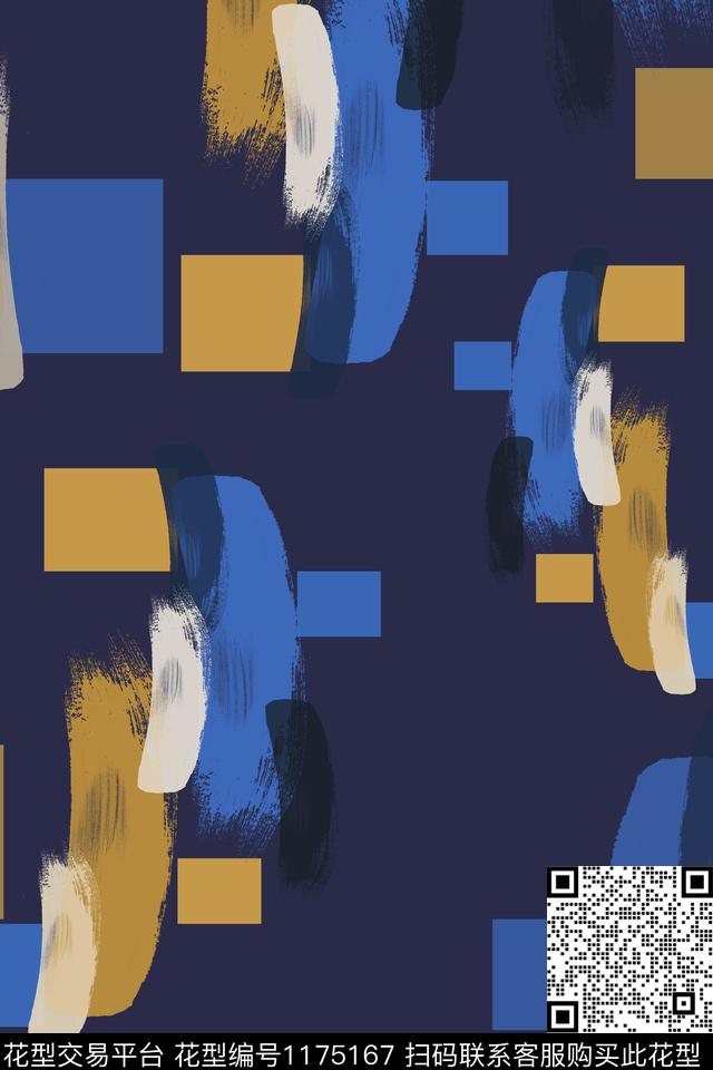 几何手绘线条笔触男装休闲花卉数码印花华亿平台下载（图片编号: 1175167） - 瓦栏（Walan）