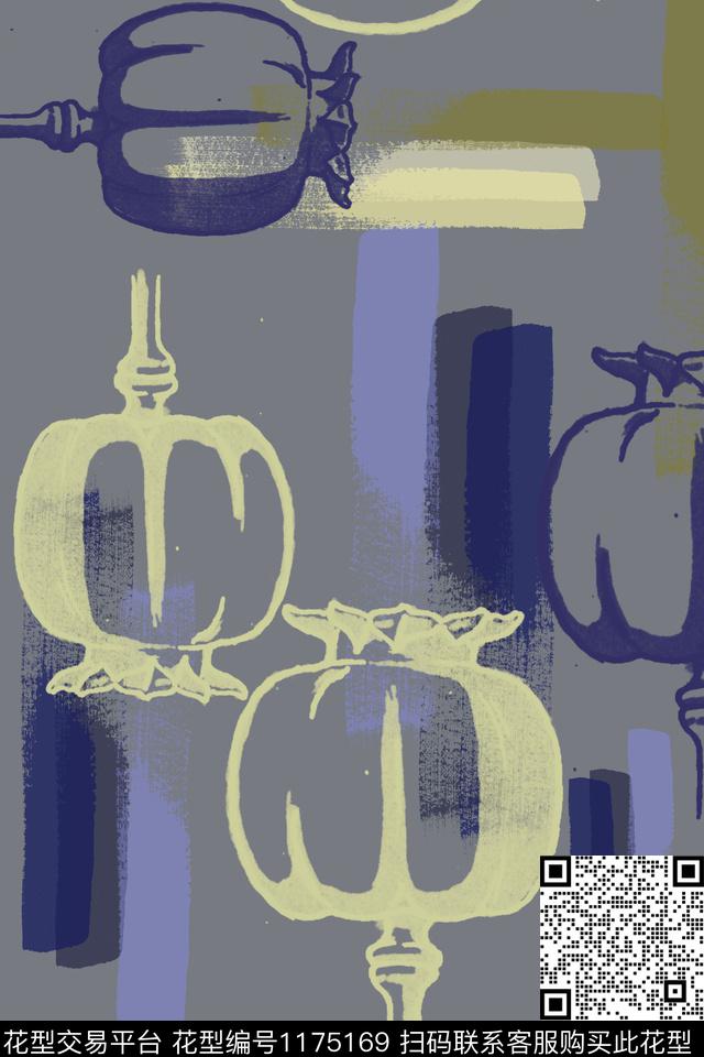 几何男装休闲花卉手绘线条笔触数码印花华亿平台下载（图片编号: 1175169） - 瓦栏（Walan）