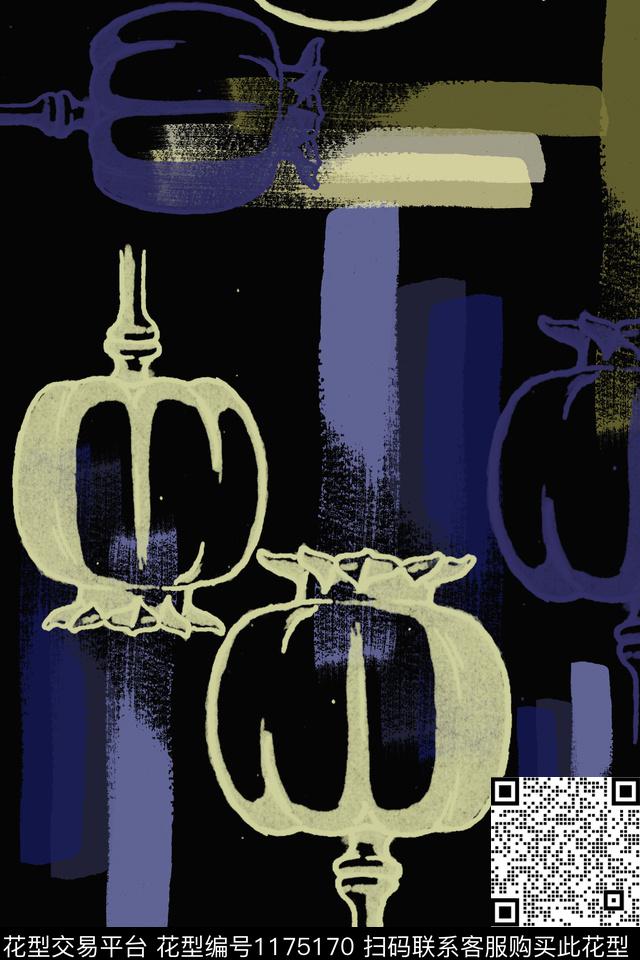 几何男装休闲花卉手绘线条笔触数码印花华亿平台下载（图片编号: 1175170） - 瓦栏（Walan）