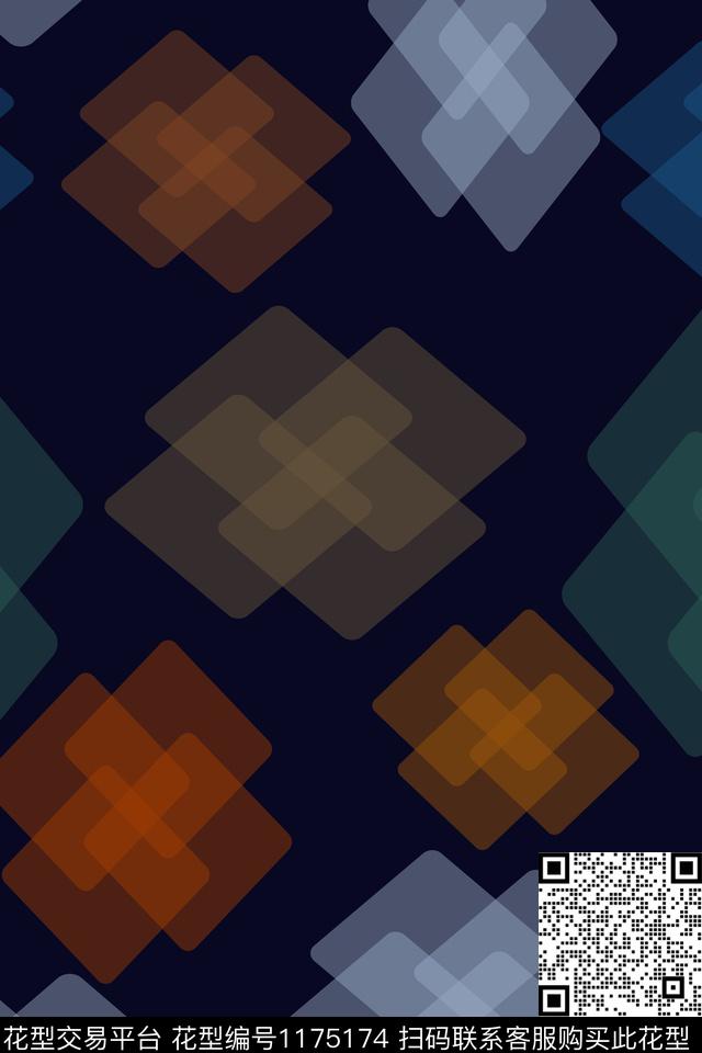 菱形几何精致几何数码印花华亿平台下载（图片编号: 1175174） - 瓦栏（Walan）