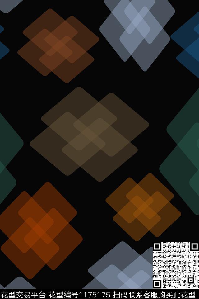 菱形几何精致几何数码印花华亿平台下载（图片编号: 1175175） - 瓦栏（Walan）