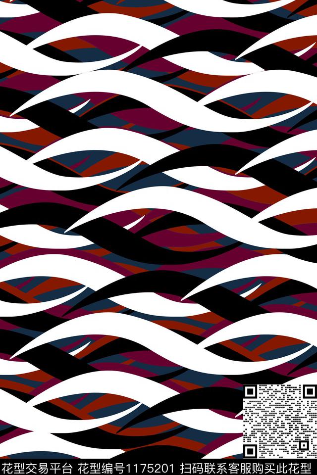 男装休闲波浪纹传统印花华亿平台下载（图片编号: 1175201） - 瓦栏（Walan）