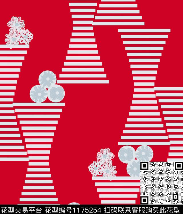 几何抽象花卉数码印花华亿平台下载（图片编号: 1175254） - 瓦栏（Walan）