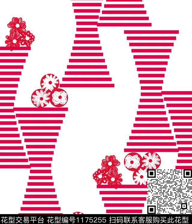 几何抽象花卉数码印花华亿平台下载（图片编号: 1175255） - 瓦栏（Walan）