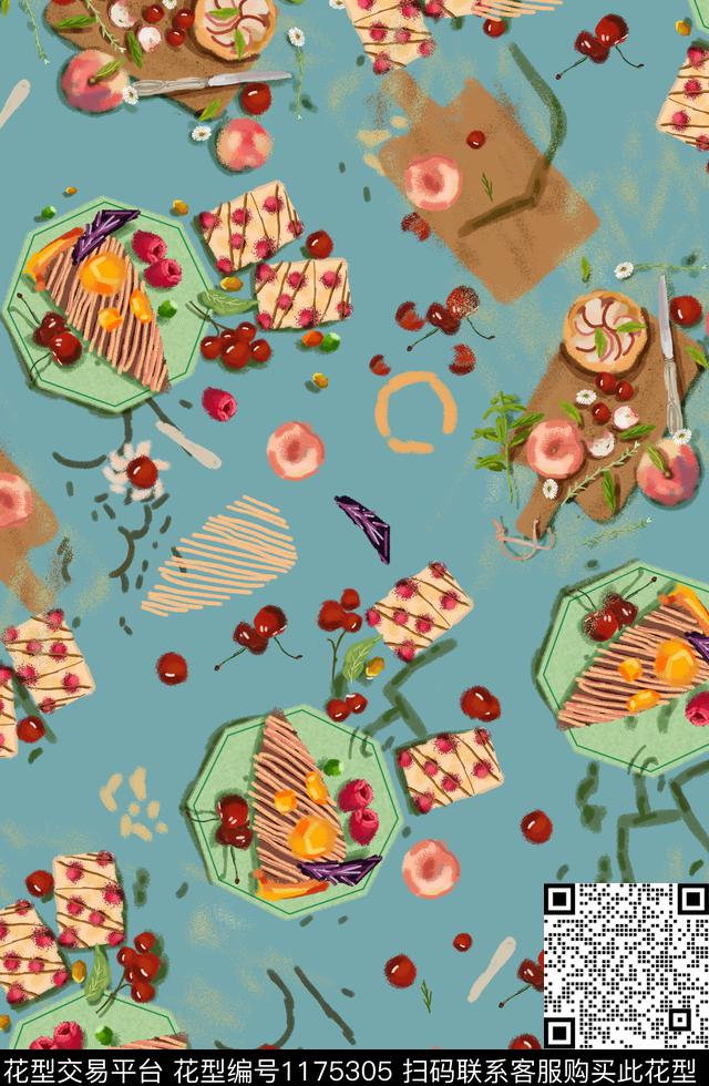 数码华亿平台食物水彩花卉数码印花华亿平台下载（图片编号: 1175305） - 瓦栏（Walan）