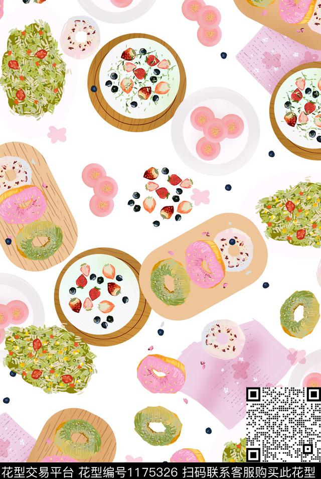甜甜圈印花水果数码印花华亿平台下载（图片编号: 1175326） - 瓦栏（Walan）