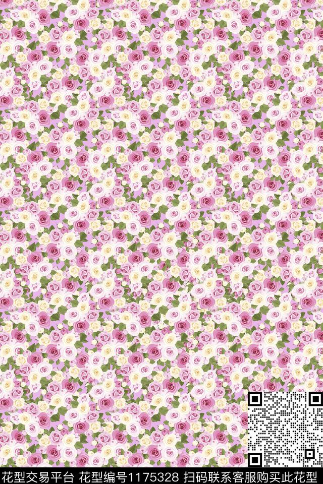 时尚清爽底花卉朦胧花卉数码印花华亿平台下载（图片编号: 1175328） - 瓦栏（Walan）