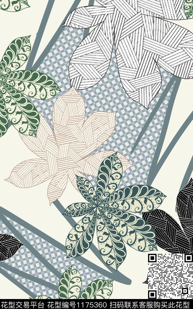 几何花卉印花数码印花华亿平台下载（图片编号: 1175360） - 瓦栏（Walan）