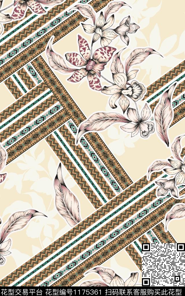 花卉大牌风印花数码印花华亿平台下载（图片编号: 1175361） - 瓦栏（Walan）