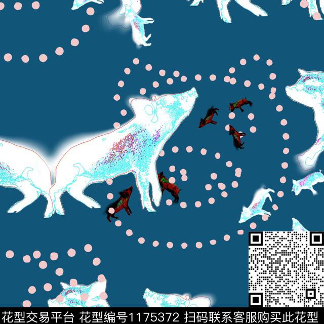 动物纹粉色猪数码印花华亿平台下载（图片编号: 1175372） - 瓦栏（Walan）