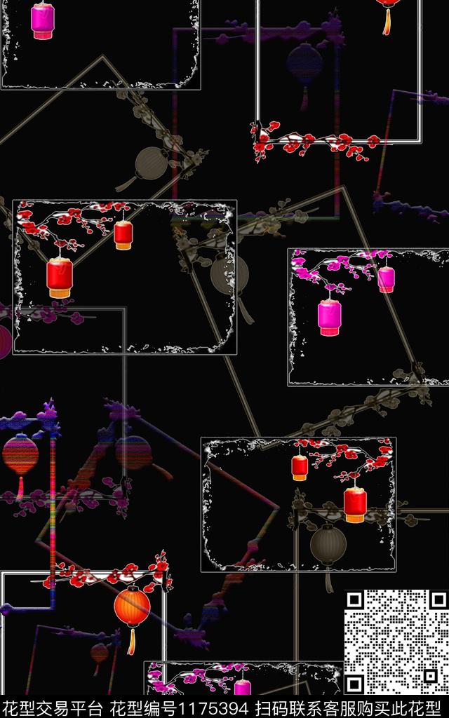 时尚女装黑底花卉数码印花华亿平台下载（图片编号: 1175394） - 瓦栏（Walan）