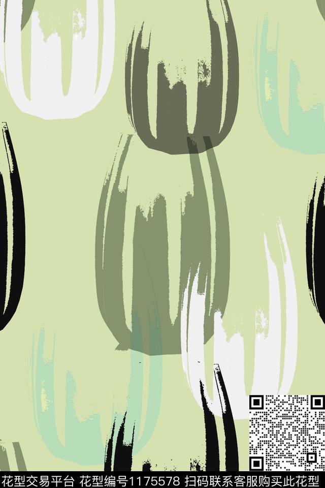 抽象手绘线条笔触休闲花卉传统印花华亿平台下载（图片编号: 1175578） - 瓦栏（Walan）