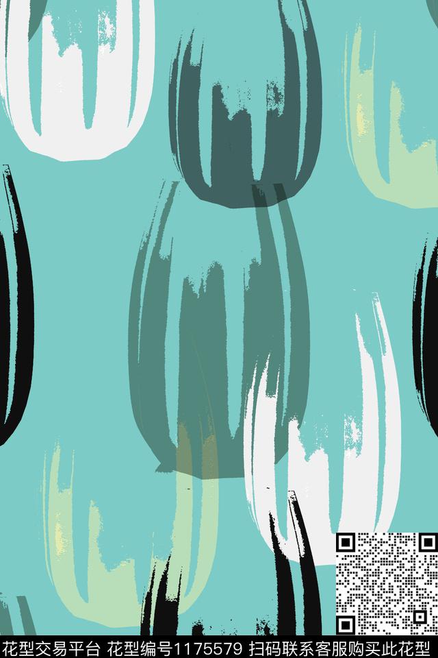 抽象手绘线条笔触休闲花卉传统印花华亿平台下载（图片编号: 1175579） - 瓦栏（Walan）