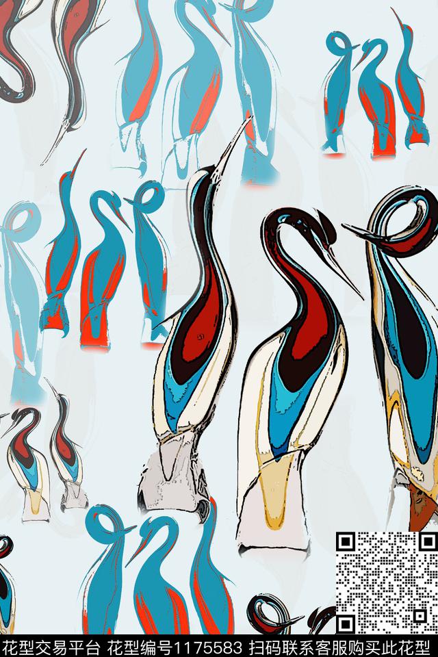 仙鹤动物鸟昆虫图案数码印花华亿平台下载（图片编号: 1175583） - 瓦栏（Walan）