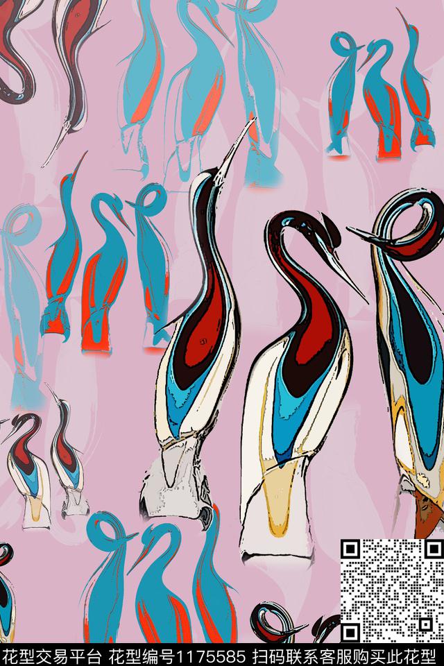 仙鹤动物鸟昆虫图案数码印花华亿平台下载（图片编号: 1175585） - 瓦栏（Walan）