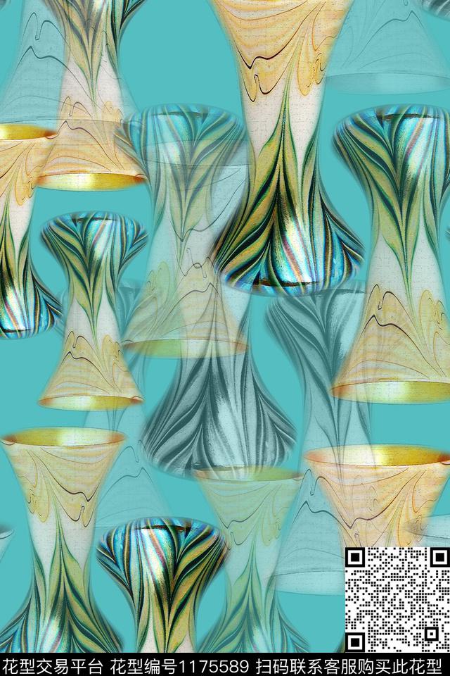 精致几何风俗画渐变色彩数码印花华亿平台下载（图片编号: 1175589） - 瓦栏（Walan）