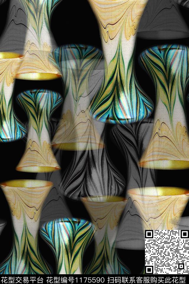 精致几何风俗画渐变色彩数码印花华亿平台下载（图片编号: 1175590） - 瓦栏（Walan）