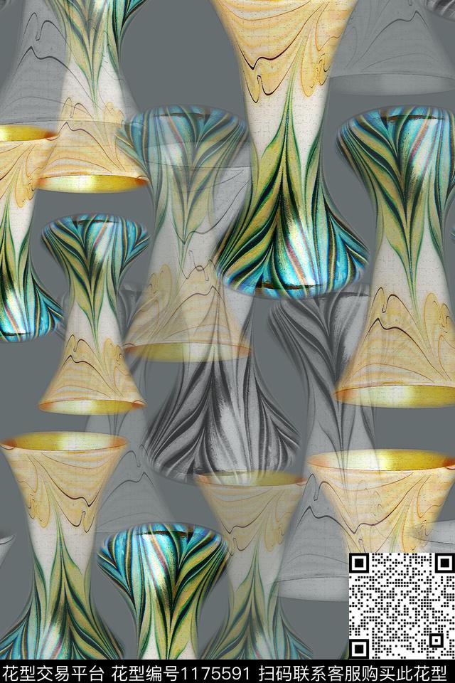 精致几何风俗画渐变色彩数码印花华亿平台下载（图片编号: 1175591） - 瓦栏（Walan）