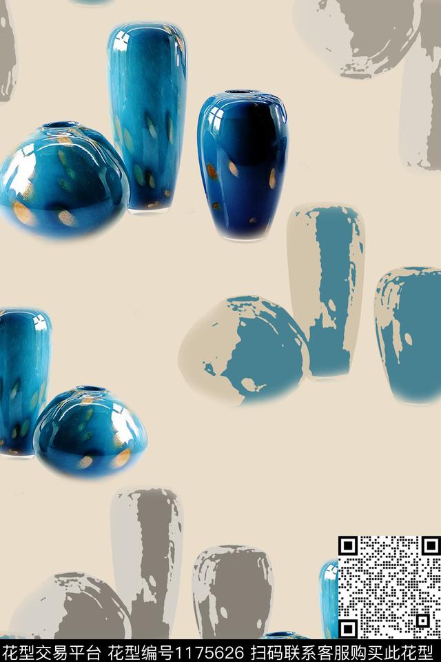花瓶几何趣味数码印花华亿平台下载（图片编号: 1175626） - 瓦栏（Walan）