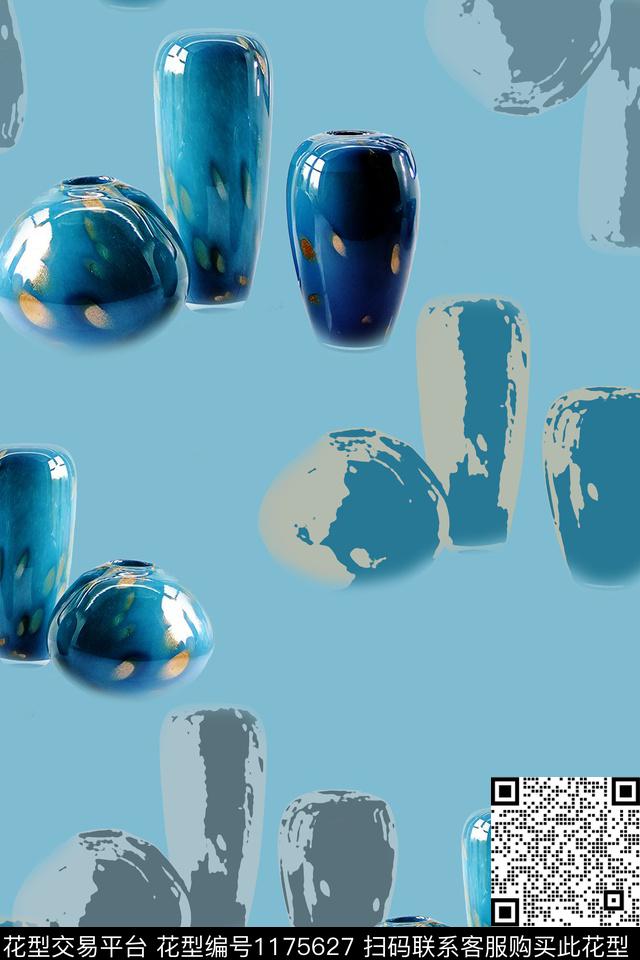 花瓶几何趣味数码印花华亿平台下载（图片编号: 1175627） - 瓦栏（Walan）