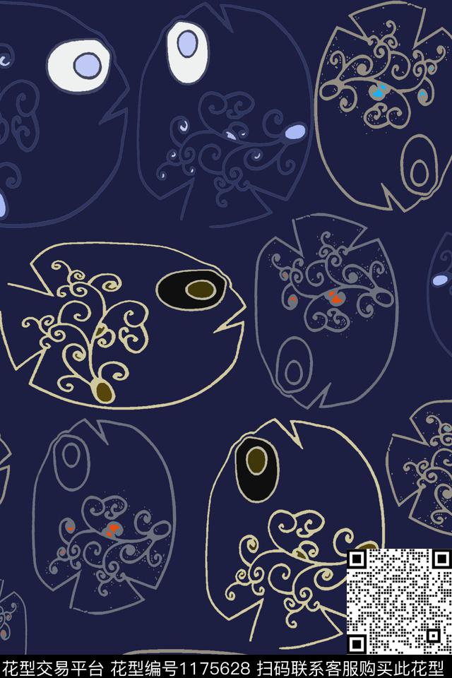 动物纹鱼儿自在飘风俗画传统印花华亿平台下载（图片编号: 1175628） - 瓦栏（Walan）